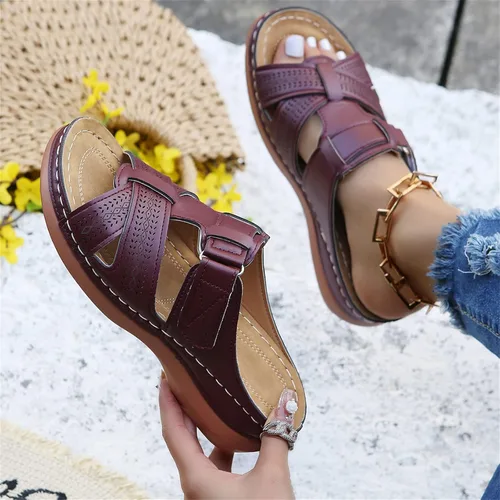 Miniatura 18 de Ladmiple Sandalias ortopédicas florales de moda 2023 con soporte de arco, zapatillas romanas casuales con puntera abierta