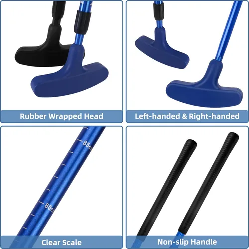Miniatura 3 de Juego de 2 mini golf – Putter bidireccional, diestro/izquierdo, longitud ajustable para adultos, principiantes