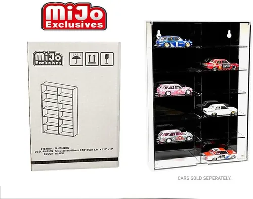 Miniatura 2 de Soporte de pared para escaparate 1:64 12 coches 8.11" x 2.25" x 12" negro - MJ08012BK