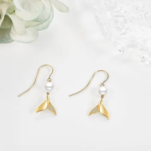 Miniatura 5 de Aretes de oro de 14 quilates, aretes de oro macizo, joyas, regalos de Navidad para mujeres y niñas