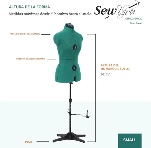 Miniatura 9 de Maniquí para costura Sew You de Dritz, ajustable, S