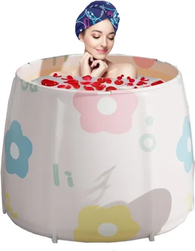 Bañera portátil plegable Genrenyen para adultos, tina de SPA de PVC para regadera, tina de pie para baño de inmersión, no inflable, para baño de