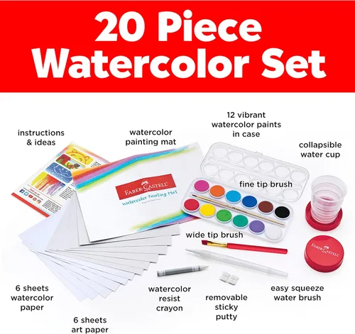 Miniatura 3 de Faber-Castell Young Artist Learn to Watercolor - Juego de pintura de acuarela para niños a partir de 5 años, apto para niños y lavable