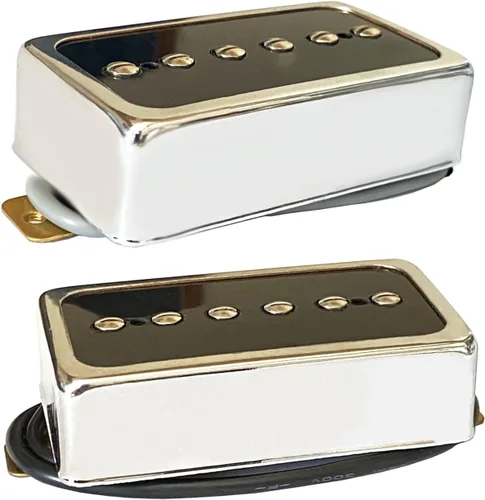 Miniatura 8 de Juego de pastillas de tono P90 LAMSAM, pastillas de cuello de bobina única tamaño humbucker y pastilla de puente con imanes de goma cargados, como