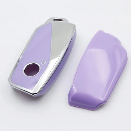 Miniatura 4 de 2 fundas para llavero BMW con llavero de TPU suave, compatible con BMW Serie 7 2023 2024 740 760i I5 I7 IX X1 X5 X6 X7 XM (morado blanco)