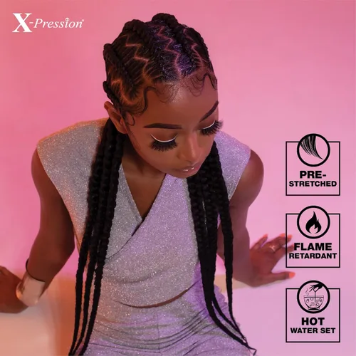 Miniatura 7 de Sensationnel X-pression - Cabello trenzado preestirado – 10 trenzas de 48 pulgadas, todo kanekalon, trenzas sintéticas ignífugas para trenzas en 2