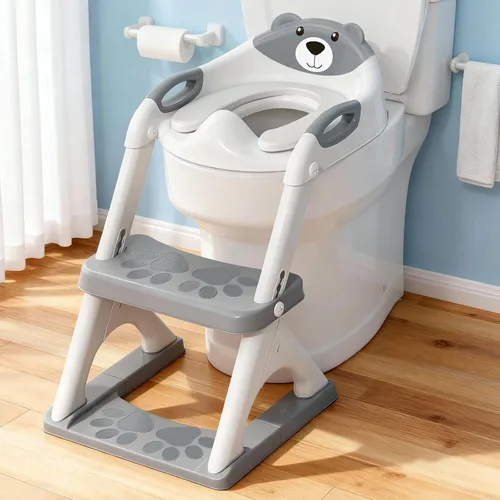 Miniatura 21 de SKYROKU - Asiento de inodoro mejorado para niños y niñas, para entrenamiento de baño, almohadilla antideslizante para protección contra 8838-azul