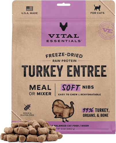 Miniatura 15 de Vital Essentials Comida para Gatos de Carne de Res y Pollo Cruda Liofilizada en Trocitos Suaves - Comida o Mezclador 99% Carne de Res, Pollo
