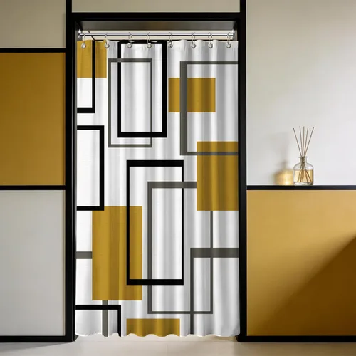 Miniatura 68 de Cortina de Ducha en Blanco y Negro Geométrica Cortinas de Ducha para Decoración de Baños de Hombres Juego de Cortina de Baño en Negro Blanco y Gris