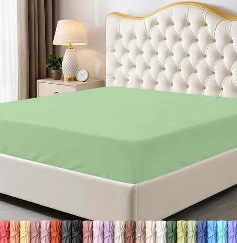 Miniatura 26 de Utopia Bedding Sábana Bajera Completa Ajustada - Sábana de Fondo - Bolsillo Profundo - Microfibra Suave - Resistente al Encogimiento y la Azul Spa