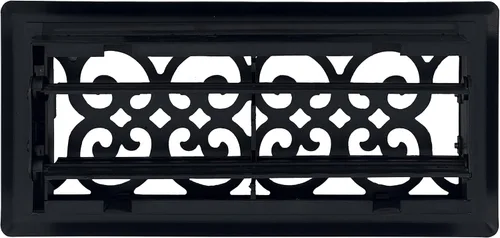 Miniatura 7 de Registro victoriano de piso de 4 x 14 pulgadas en acabado negro de hierro fundido, cubiertas de ventilación para piso de casa, cubiertas decorativas