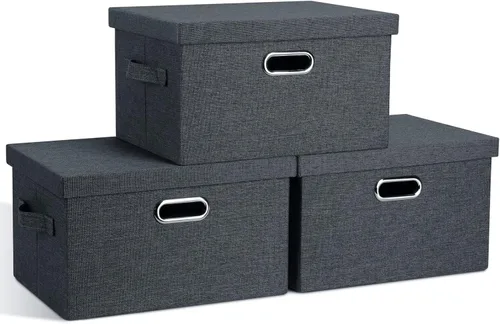 Miniatura 10 de Graciadeco Contenedores de almacenamiento plegables grandes de 17 pulgadas y 36 cuartos de galón con tapas, paquete de 3 cajas de almacenamiento