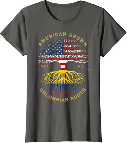 Miniatura 55 de Camiseta de regalo con la bandera de Estados Unidos con árbol de raíces colombianas