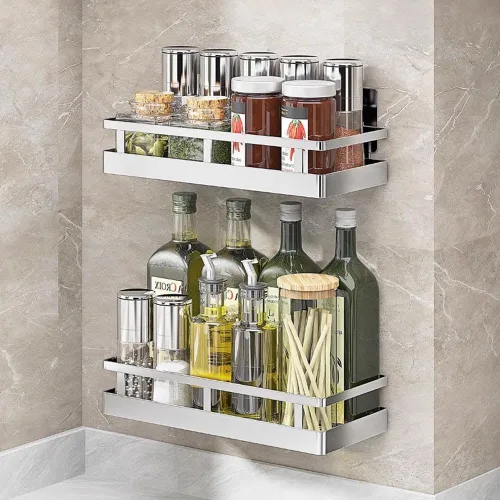 Estante de especias de cocina SUS304, estante de almacenamiento de acero inoxidable SUS304, contenedor de condimentos, organizador de especias de