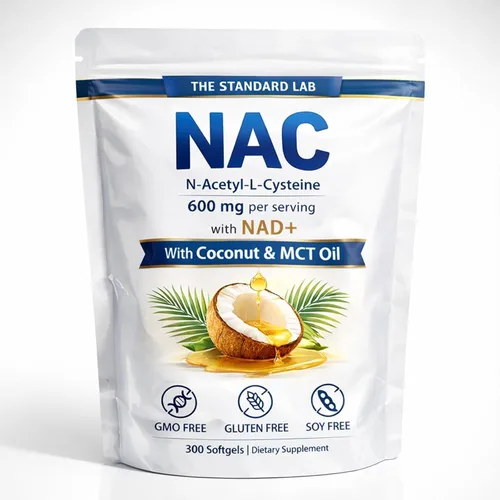 The Standard Lab NAC 600mg con complejo diario NAD+, 300 cápsulas blandas | NAC 600mg Per Serving With NAD+ Daily Support, GMO Free, Gluten Free,