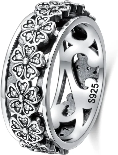 Ladytree Anillo giratorio para aliviar la ansiedad con margaritas You Are My Sunshine Flower Fidget Ring de plata esterlina TDAH para aliviar el