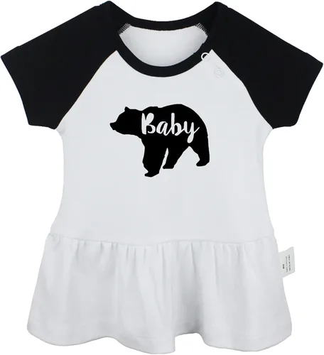 Miniatura 4 de Pack of 2, Baby Bear & I'm Not A Baby Funny Print Dresses, Newborn Infant Baby Girls Princess Dress, Cute Ruffle
