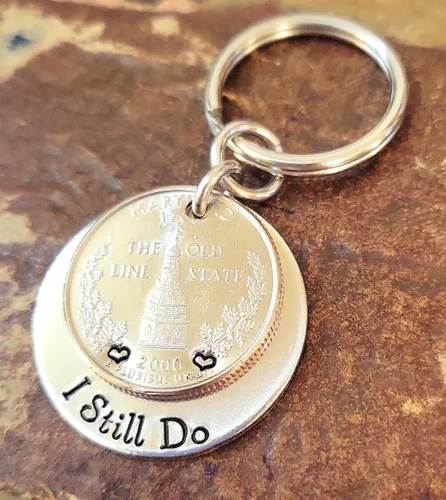 Miniatura 2 de Tucker's Trinkets And Treasures 25th Anniversary Year Quarter, I Still Do Key Chain, 25th Wedding Anniversary