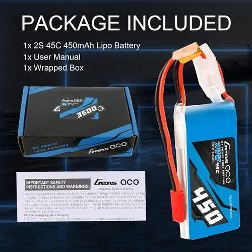 Miniatura 6 de Gens ace 2S Lipo Batería 7.4V 450mAh 45C Lipo Batería con enchufe JST-SYP para helicóptero 250 y avión pequeño