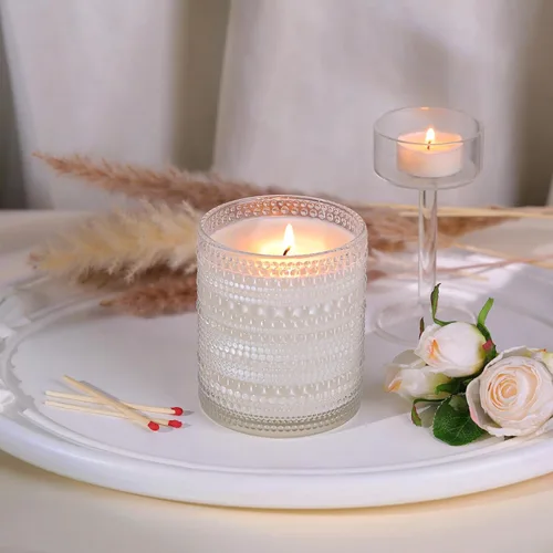 Miniatura 5 de DARJEN Paquete de 8 tarros de vela transparentes para hacer velas, tarros de vidrio vacíos de 14 onzas con tapas y etiquetas de bambú, suministros