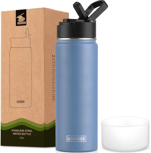 Miniatura 137 de koodee Insulated Water Bottle, 32 oz Stainless Steel Double Wall Vacuum Wide Mouth Sport Bottle with Leakproof Spout Lid (Navy)