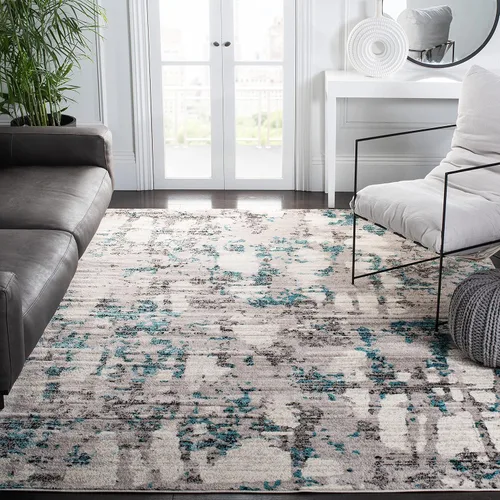 Miniatura 18 de SAFAVIEH Skyler Collection SKY193B - Alfombra moderna abstracta que no desprende pelusa, para sala de estar o dormitorio, 2 x 4 pies, gris/azul