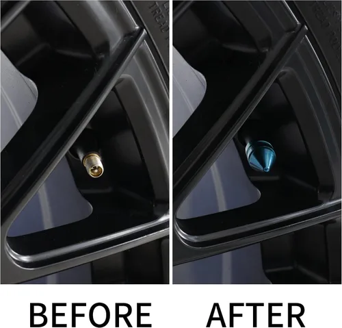 Miniatura 3 de SINGARO Tapones para válvulas de neumáticos de automóvil, 4 piezas de accesorios universales de aleación de aluminio, cubiertas de neumáticos Azul