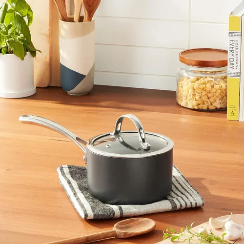 Miniatura 6 de Cooks Standard NC-00340 – Sartén con tapa de grado Premium, anodizado, sólido, antiadherente, 1 qt, Negro