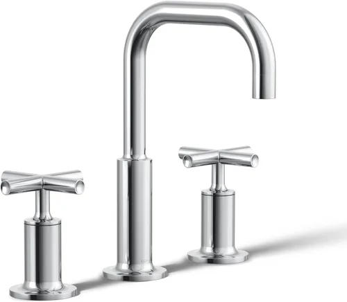 Miniatura 29 de KOHLER K-14406-3-2MB Purist - Grifo para lavabo de baño, 3 agujeros con asas cruzadas bajas, 1.2 GPM, latón moderno cepillado vibrante Latón