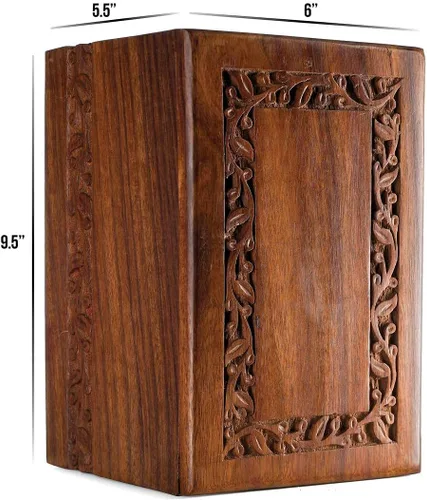 Miniatura 2 de SOULURNS - Urnas de cremación de palisandro grabadas con borde para cenizas humanas adultas, machos y hembras - Urnas decorativas de madera y ataúd