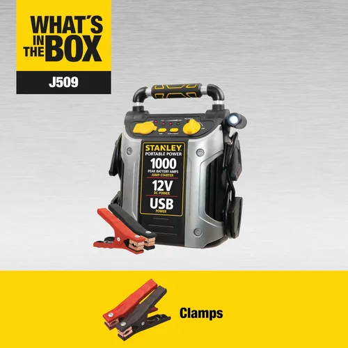 Miniatura 3 de Stanley J309 Portable Power Station Jump Starter 600 Peak Amp Battery Booster, 3.1A USB Ports, Battery Clamps