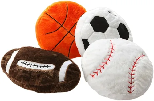 Miniatura 5 de Almohada de baloncesto de felpa de 18 pulgadas, cojín de juguete de peluche de fútbol, cojín deportivo suave y duradero para niños y adultos, un