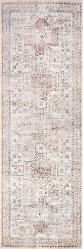 Miniatura 155 de NuLOOM - Alfombra con diseño de medallón, con flecos, modelo Ethel Harriet Marrón Claro