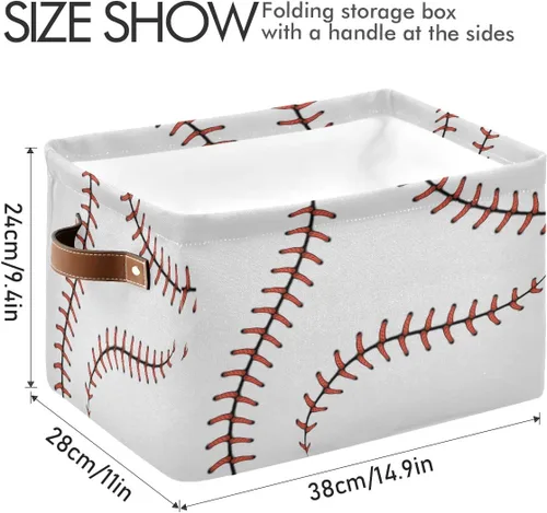 Miniatura 3 de AUUXVA Cesta de almacenamiento de béisbol, caja de almacenamiento grande con asas, cesta de regalo de Pascua, ideal para bebés y niños, decoración