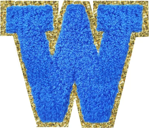 Miniatura 60 de Parches de letras termo-adhesivas de felpilla para chaquetas, parches de letras universitarias con brillantina para planchar en la letra azul A