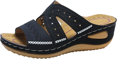 Generic Sandalias ortopédicas de cuña con soporte de arco para mujer, sandalias informales de punta abierta, unisex para adultos