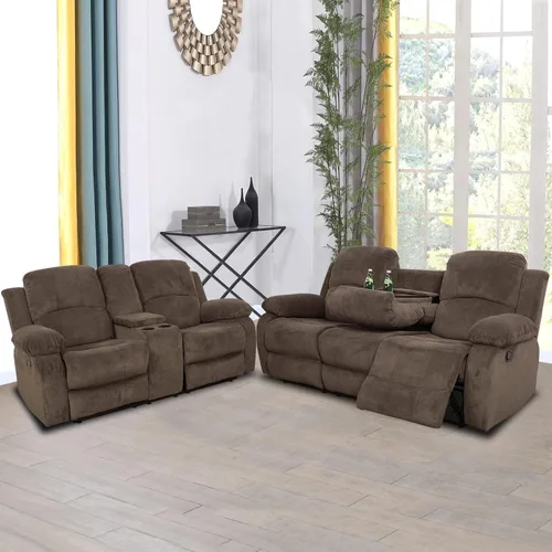 Miniatura 31 de Conjunto de sofá para sala de Estar, sillón reclinable de cuero transpirable, sofá de 3 plazas para cine en casa con portavasos para apartamento