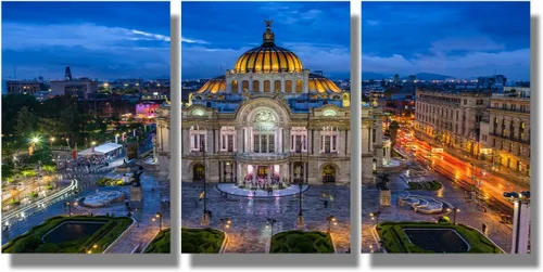 Miniatura 8 de Arte de pared con bandera de México para sala de estar, pintura de pared con textura envejecida y colorida de la bandera de México, 3 piezas