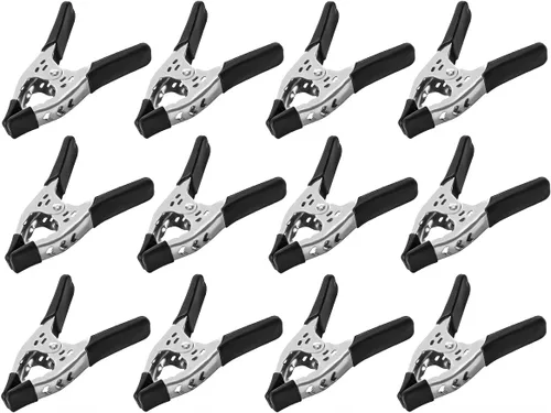 Miniatura 2 de Paquete de 12 abrazaderas de resorte de 6 pulgadas de gran resistencia de metal, color negro, apertura de mandíbula de 3 pulgadas