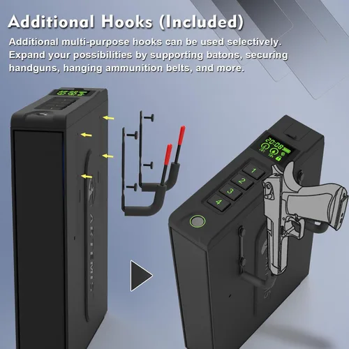 Miniatura 6 de Caja fuerte biométrica deslizante para pistolas para hogar, mesita de noche, guardarropa, junto a la cama, camión, caja fuerte Artemis con puerta