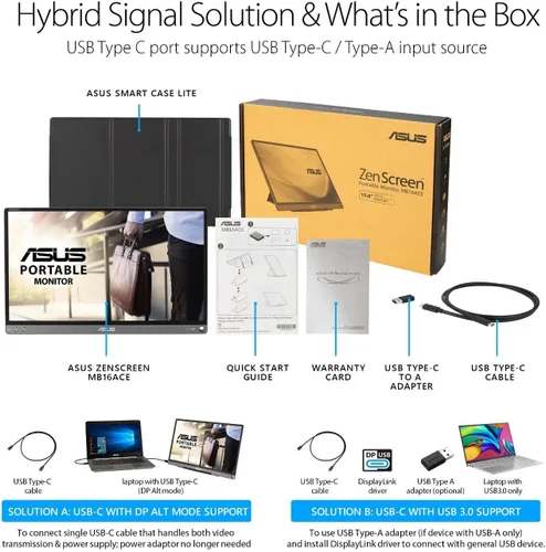 Miniatura 6 de ASUS ZenScreen Monitor USB portátil de 15.6 pulgadas 1080P (MB16ACE) - Full HD (1920 x 1080), IPS, USB tipo C, cuidado de los ojos, superficie