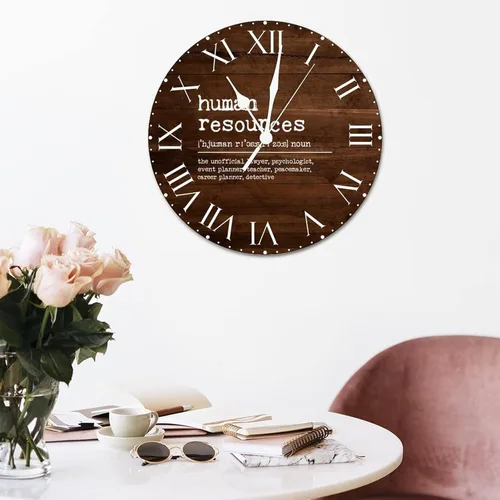 Miniatura 5 de ArogGeld Definición de recursos humanos, reloj de PVC, frases motivacionales, sin marco, números romanos, significado de 12 pulgadas, silencioso