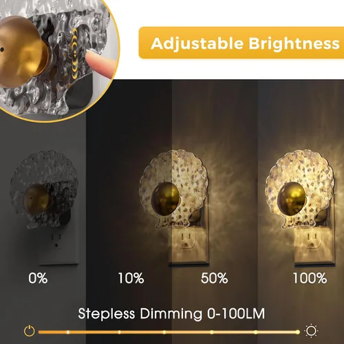 Miniatura 2 de L LOHAS LED - Luz nocturna de concha, luces nocturnas enchufables en la pared, luces nocturnas regulables enchufables con sensor de luz, 0-100LM