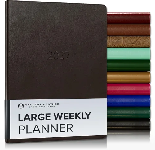 Miniatura 69 de Gallery Leather Agenda semanal y mensual grande 2025-2026, agenda y cuaderno con elegantes bordes de página dorados dorados, 12 meses, cactus Cactus