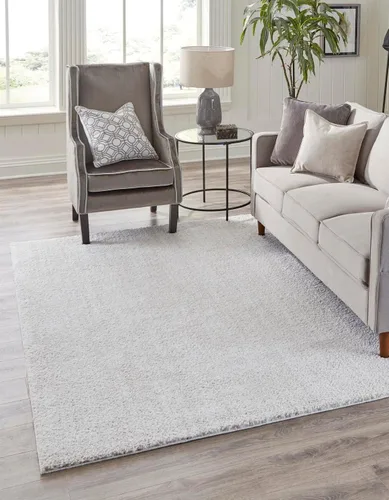 Unique Loom Shaggy Chic Collection - Alfombra de área lanuda (9 pies 4 pulgadas x 12 pies 2 pulgadas, rectangular, color blanco sal marina)
