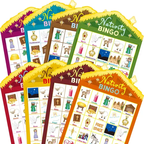 Miniatura 2 de Juego de bingo de la Natividad de Fancy Land para niños, 24 jugadores, Navidad, establo, casa cristiana, juego de bingo religioso para fiestas