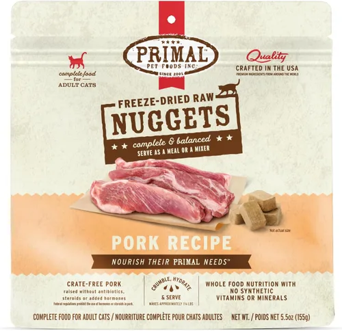 Miniatura 19 de Primal Nuggets de Comida Cruda Liofilizada para Gatos de Cerdo, Comida Completa y Equilibrada o Complemento, Premium, Saludable, Sin Granos, Comida