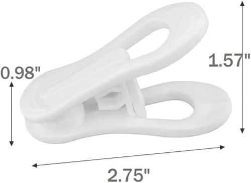 Miniatura 5 de Clips de plástico blancos para colgar – Paquete de 60 clips multiusos para perchas, clips de dedo para perchas de plástico, perchas para pantalones