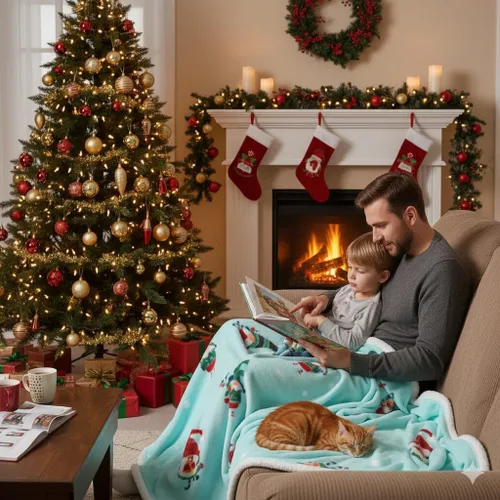 Miniatura 3 de Catalonia - Manta de elfo de Navidad Sherpa, cobijas temáticas de Navidad, manta de sofá de felpa mullida, súper suave, cómoda, acogedora, Elfo