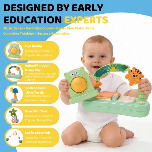 Miniatura 6 de Time Followers® 6 en 1 Centro de Actividad para Bebé Saltarines y Balancines Andador y Mesa de Juego Estacionaria de 4 Etapas para Niños Blanco